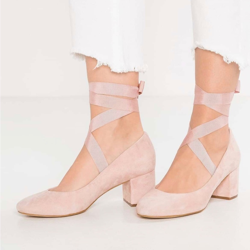 Aldo Block Heel Suede Leather Barbie Pink Shoes - Size 6